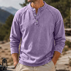 Washed Long-Sleeve Henley Shirt