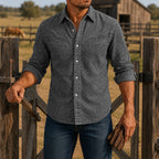 Acid-Wash Long-Sleeve Denim Shirt