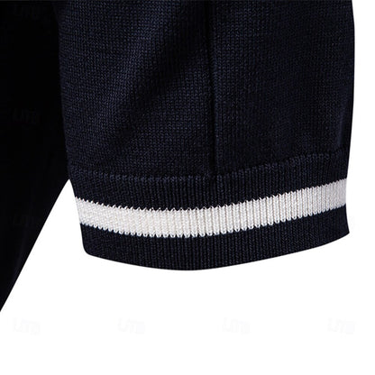 Classic Textured Knit Quarter-Zip Polo