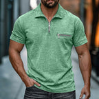 Acid-Wash Zip Polo Shirt