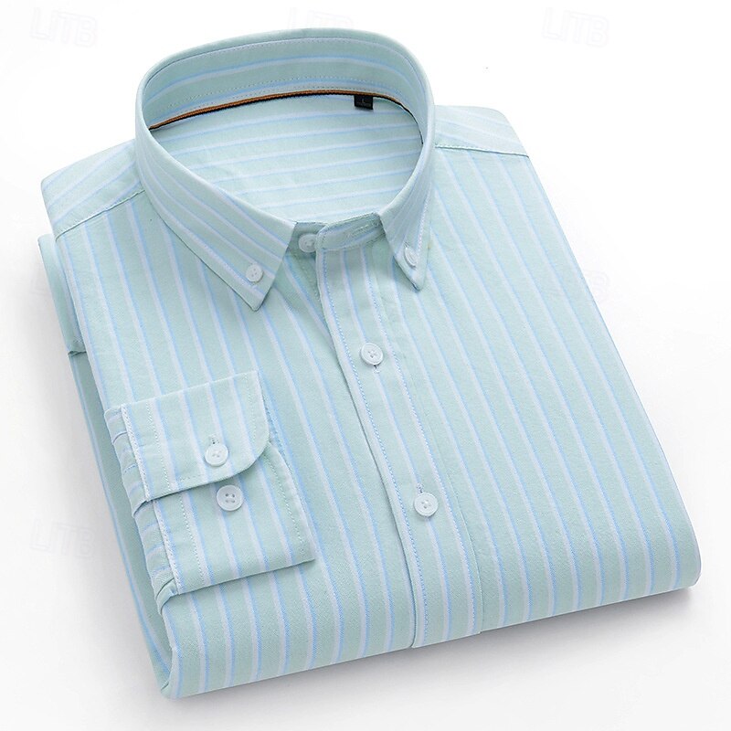 100% Cotton Oxford Striped Shirt - oukumen