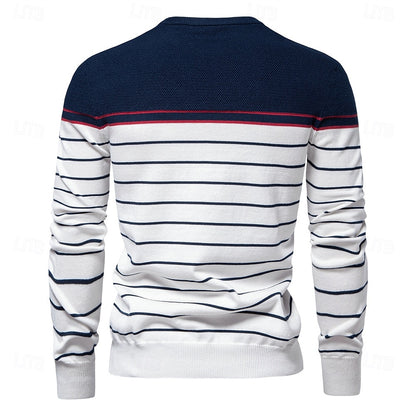 Block Striped Knitwear Pullover Sweater - oukumen