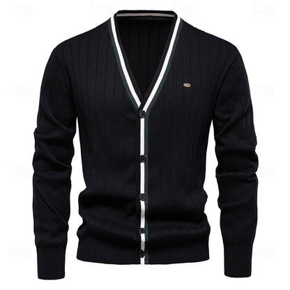 Cotton Button-Up Cardigan Sweater - oukumen