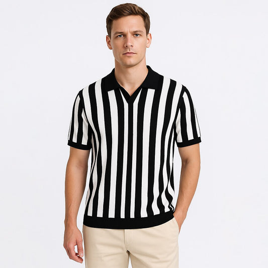 Vertical Striped Polo Shirt