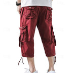 Drawcord-Hem Cargo Capri Shorts