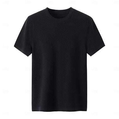 Silk Linen Cotton Crew Neck Knit T-Shirt