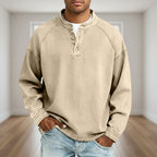 Acid-Wash Long-Sleeve Henley Shirt