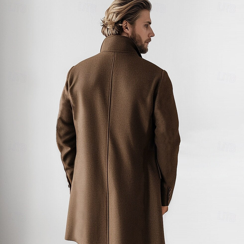 100% Wool Rolled collar Coat - oukumen