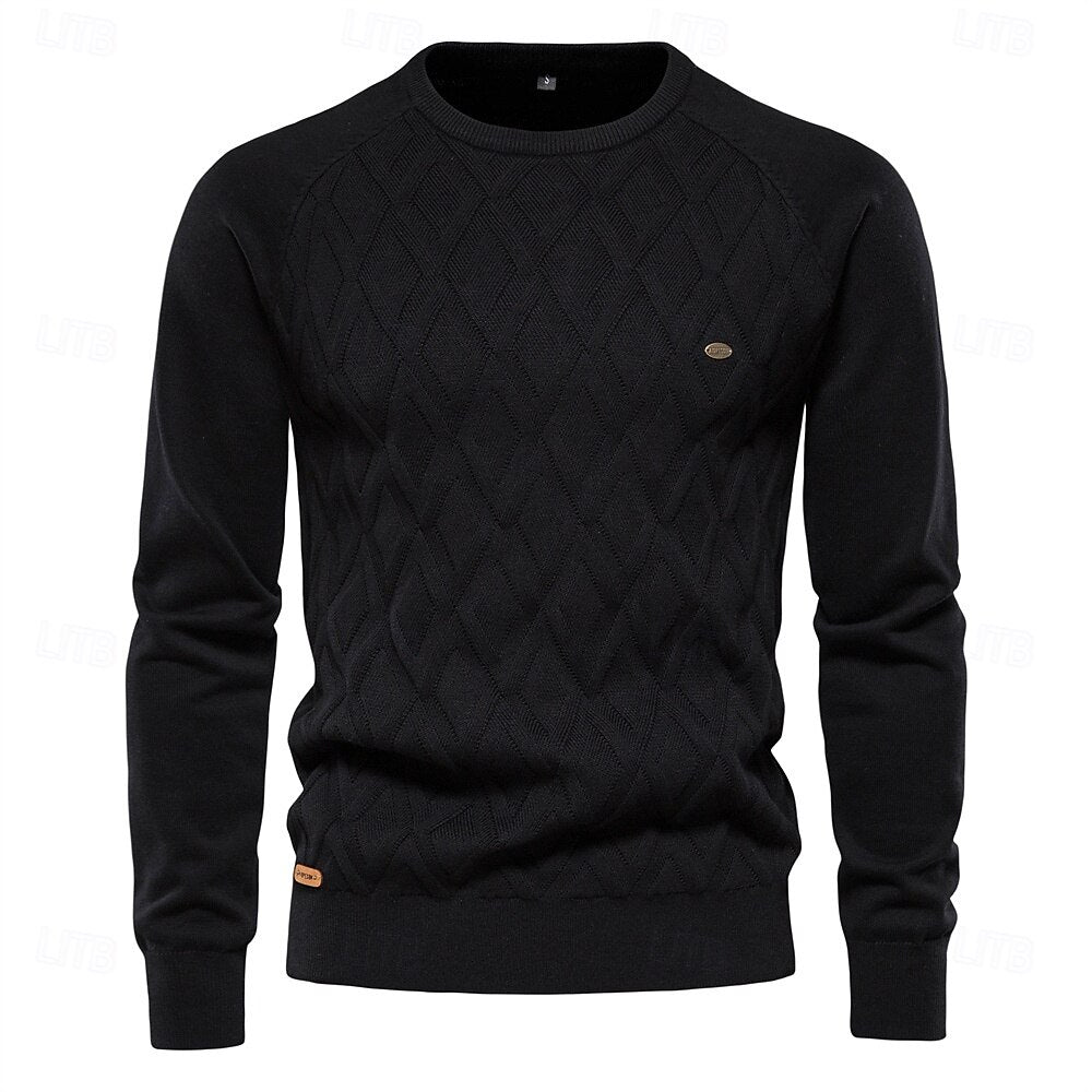 Crew Neck Elegant Pullover Sweater - oukumen