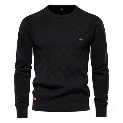 Crew Neck Elegant Pullover Sweater - oukumen