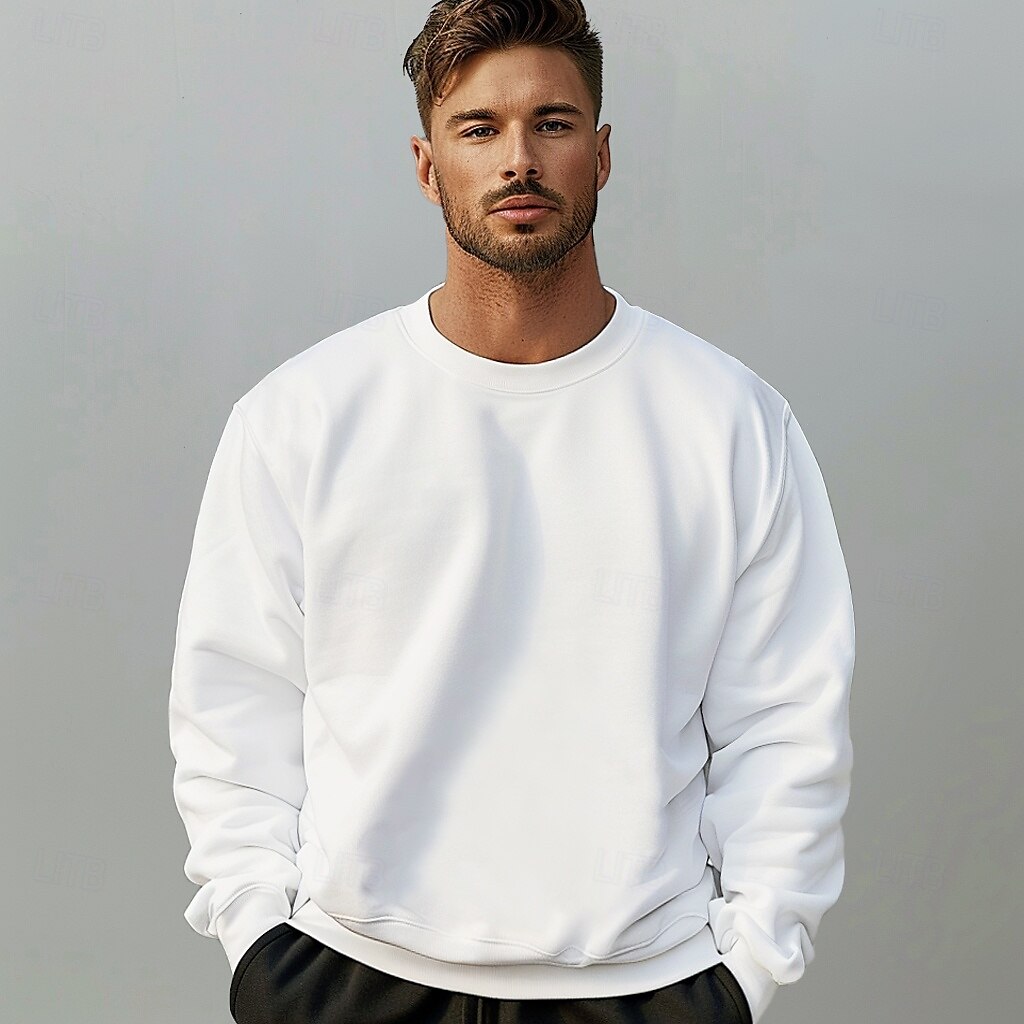 Cotton Crew Neck Long Sleeve Hoodies Sweatshirts - oukumen