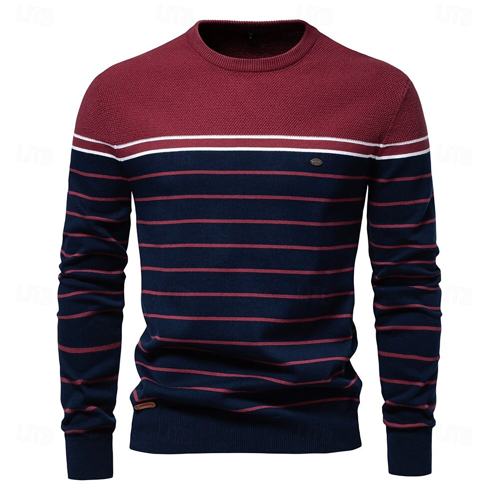 Block Striped Knitwear Pullover Sweater - oukumen