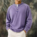 Washed Long-Sleeve Henley Shirt — unified background