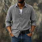 Acid-Wash Long-Sleeve Denim Shirt — unified background