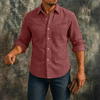 Acid-Wash Long-Sleeve Denim Shirt — unified background