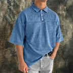 Color-Block Acid-Wash Polo Shirt — unified background