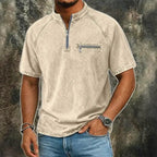 Washed Mandarin-Collar T-Shirt — unified background