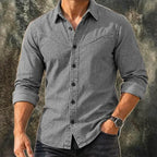 Acid-Wash Long-Sleeve Denim Shirt — unified background
