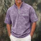Color-Block Acid-Wash Polo Shirt — unified background