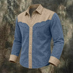Acid-Wash Long-Sleeve Denim Shirt — unified background