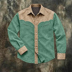 Patchwork Acid-Wash Denim Shirt — unified background