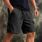 Acid-Wash Drawstring Cargo Shorts — unified background