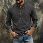 Garment-Dyed Stand-Collar Shirt — unified background
