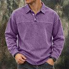 Washed Long-Sleeve Polo Shirt — unified background