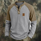 Washed Long-Sleeve Henley Shirt — unified background