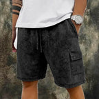 Acid-Wash Drawstring Shorts — unified background