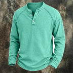 Acid-Wash Long-Sleeve Henley Shirt — unified background