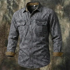 Long-Sleeve Denim Shirt — unified background