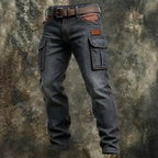 Color-Block Garment-Dyed Cargo Jeans — unified background