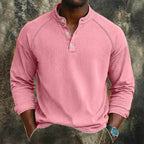 Acid-Wash Long-Sleeve Henley Shirt — unified background