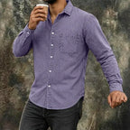 Acid-Wash Long-Sleeve Denim Shirt — unified background