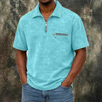 Acid-Wash Zip Polo Shirt — unified background