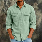 Long-Sleeve Denim Shirt — unified background