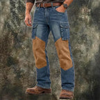 Color-Block Patchwork Cargo Jeans — unified background