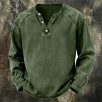 Acid-Wash Long-Sleeve Henley Shirt — unified background