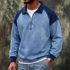 Patchwork Long-Sleeve Polo Shirt — unified background