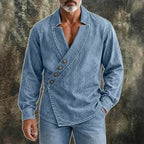 Acid-Wash Long-Sleeve Denim Shirt — unified background