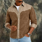 Acid-Wash Long-Sleeve Denim Shirt — unified background
