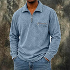 Acid-Wash Zip-Pocket Polo Shirt — unified background