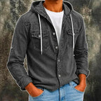 Acid-Wash Long-Sleeve Denim Shirt — unified background