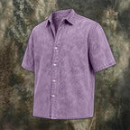 Acid-Wash Short-Sleeve Denim Shirt — unified background