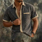 Short-Sleeve Denim Shirt — unified background