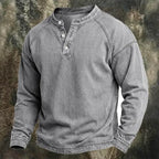 Washed Long-Sleeve Henley Shirt — unified background