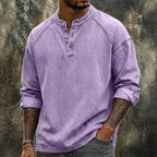 Washed Long-Sleeve Henley Shirt — unified background