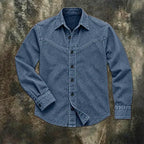 Patchwork Acid-Wash Denim Shirt — unified background