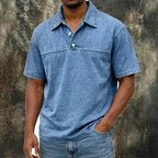 Washed Short-Sleeve Polo Shirt — unified background